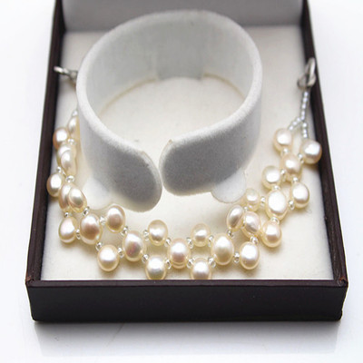 【GYA1045 供应批发天然珍珠手链 三排手链 强光】价格,厂家,图片,手链,诸暨市珍尼尔珠宝商行-