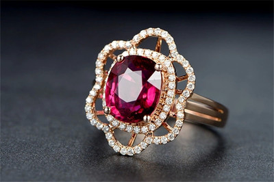 米莱珠宝白18K金3.27克拉红碧玺结婚钻石戒指_珠宝图片 -珠宝产品-金投珠宝-金投网